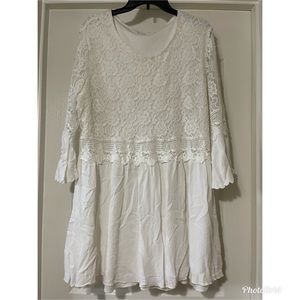 Indigo Soul BOHO White Lace and Crochet Dress 2XL